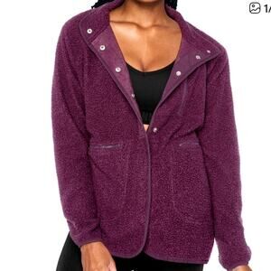 Victoria secret Pink maroon teddy cozy snap button jacket sherpa fleece